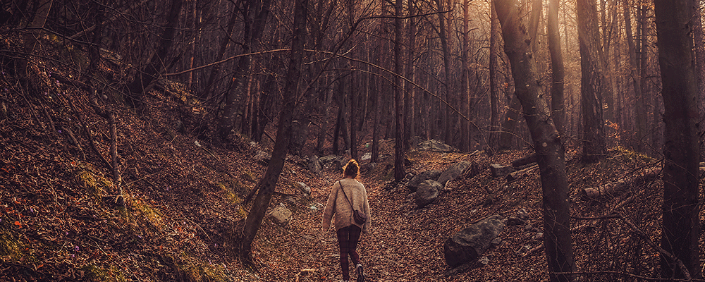 girl on hiking trail